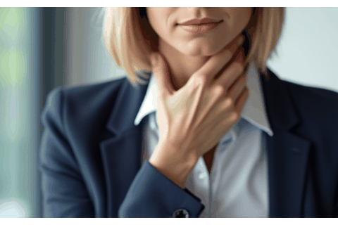 GIF animado de ejercicio cervical discreto en oficina