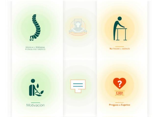 Categorías del foro con iconos representando diferentes temas de bienestar articular.