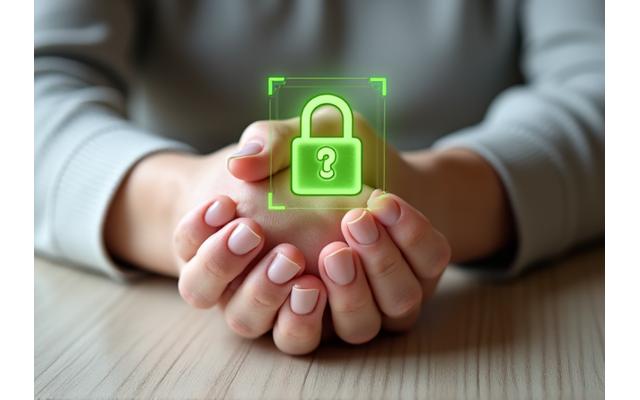 Manos entrelazadas en un gesto de confianza, con un icono de un candado digital superpuesto, simbolizando seguridad y cero compromiso.