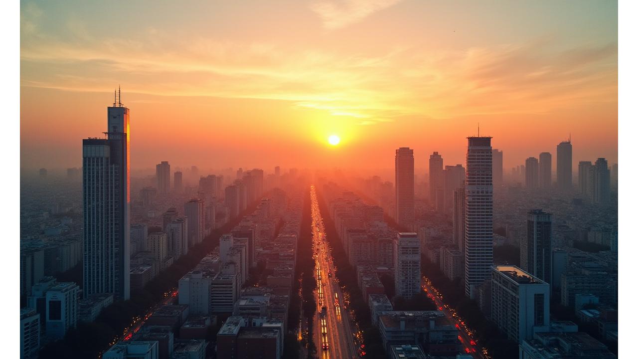 Panorámica del Madrid moderno al amanecer, simbolizando un nuevo enfoque en salud y bienestar.