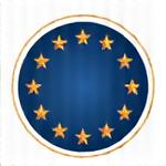 Sello de calidad europea con estrellas o un diseño que evoca la Unión Europea